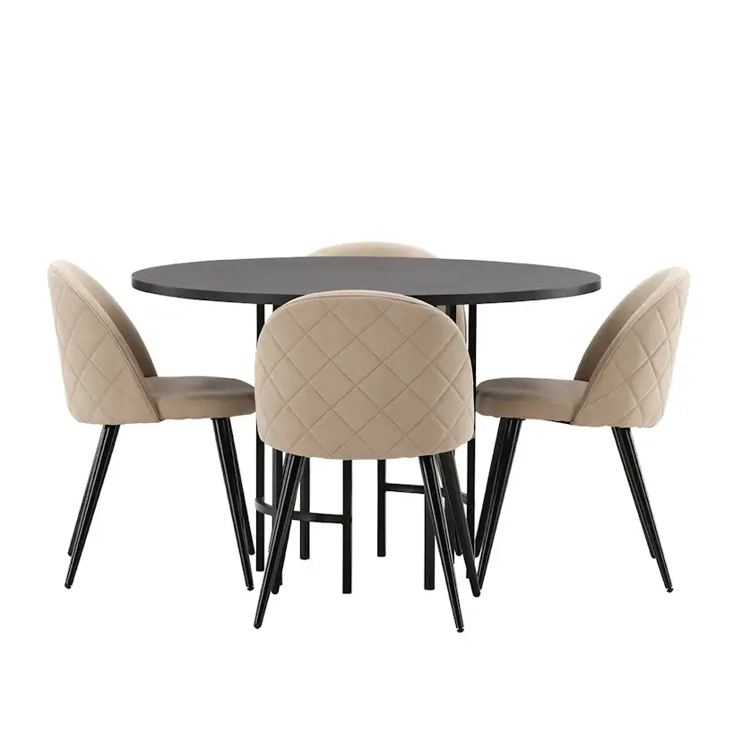 Matgrupp Venture Home Copenhagen med 4 Velvet Stitches Stolar