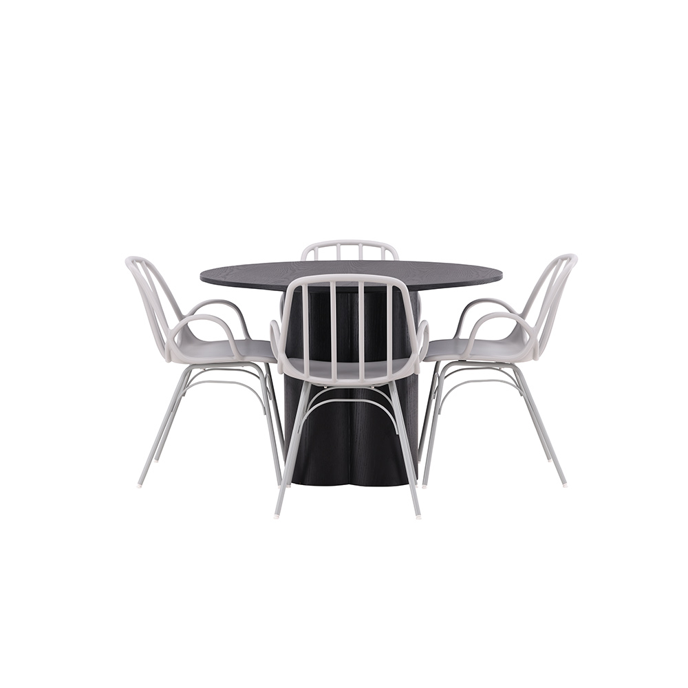 Matgrupp Venture Home Olivia Ø 110 cm med 4 Dyrön Stolar