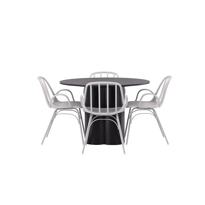 Matgrupp Venture Home Olivia Ø 110 cm med 4 Dyrön Stolar