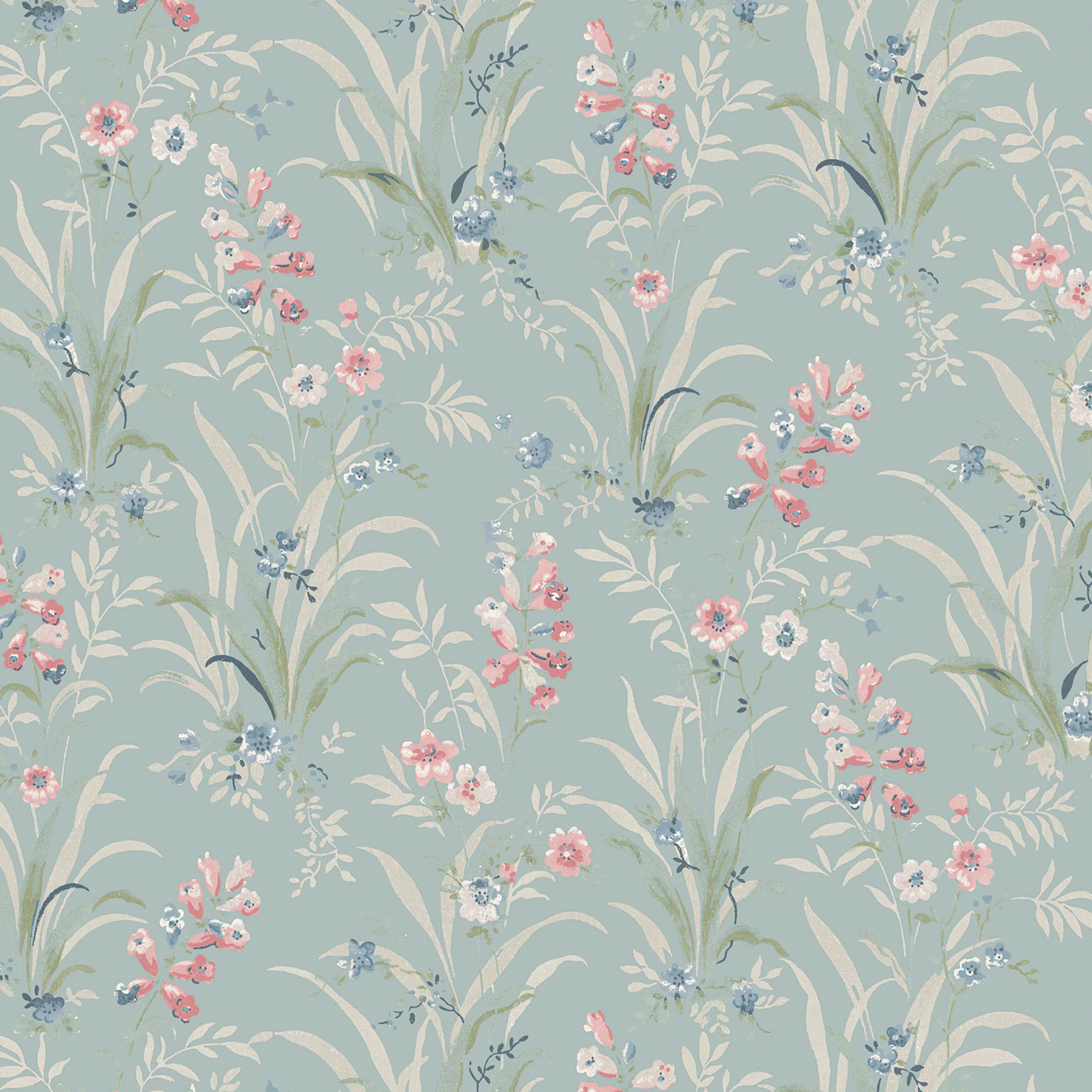 Tapet Laura Ashley Mosedale Posy Dark Duck Egg Blå 122751