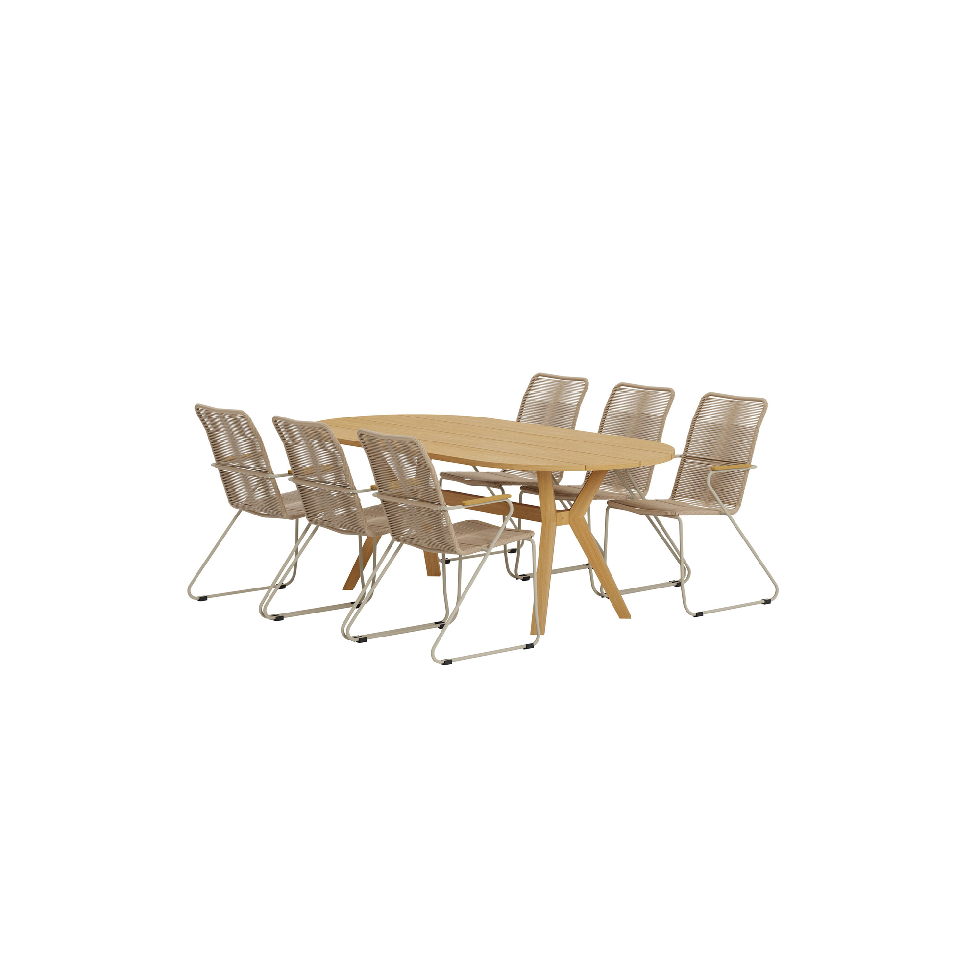 Matgrupp Utomhus Venture Home Kenya 90x200 cm med 6 st Bois Trädgårdsstolar