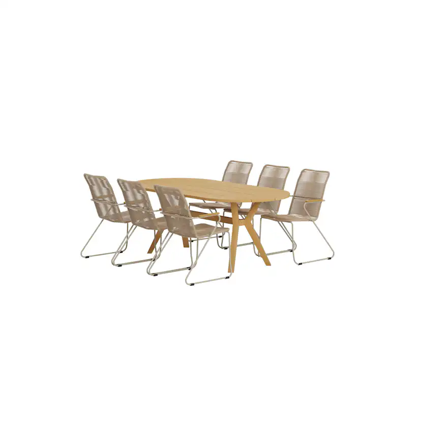 Matgrupp Utomhus Venture Home Kenya 90x200 cm med 6 st Bois Trädgårdsstolar