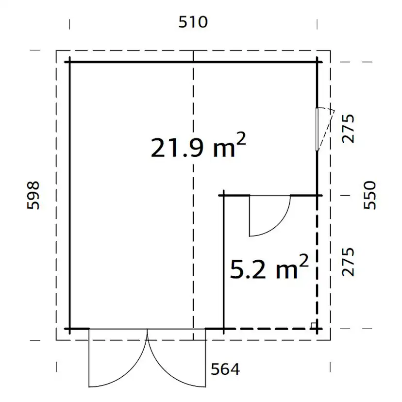 Garage Palmako Roger 21,9 m2 med Slagport