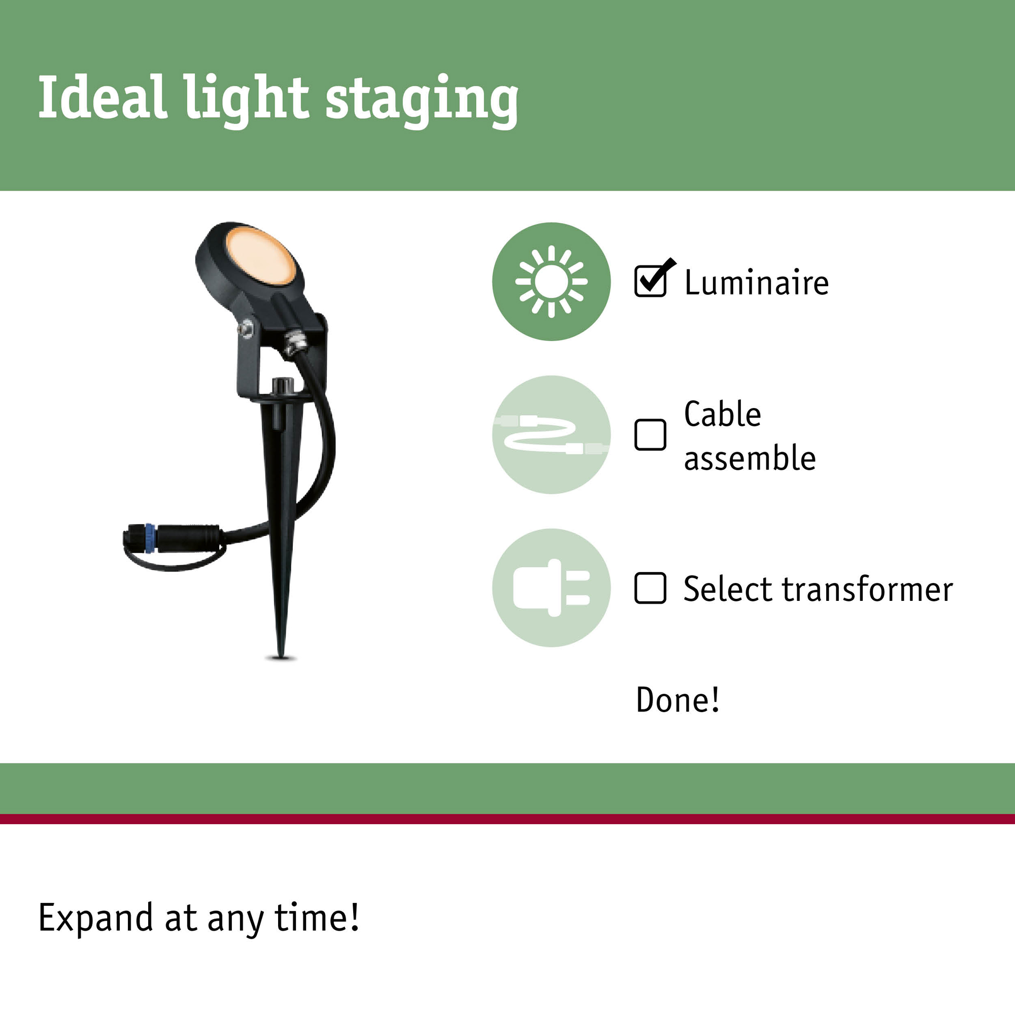 Spotlight Paulmann Sting Plug & Shine LED IP67 24V Ljus: Gold Light (insektsvänlig)