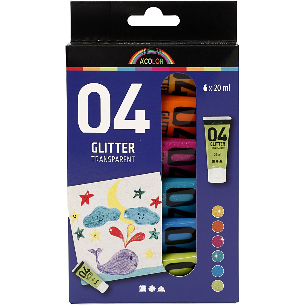 Glitterfärg Creativ Company Mixade Färger Nr. 04 6x20 ml/1 Förp