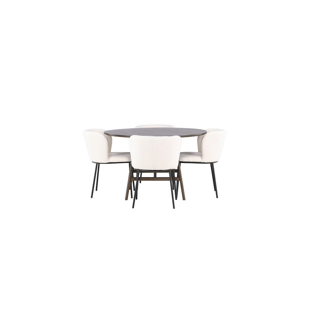 Matgrupp Venture Home Kaseidon Ø100 cm med 4 st Edina stolar