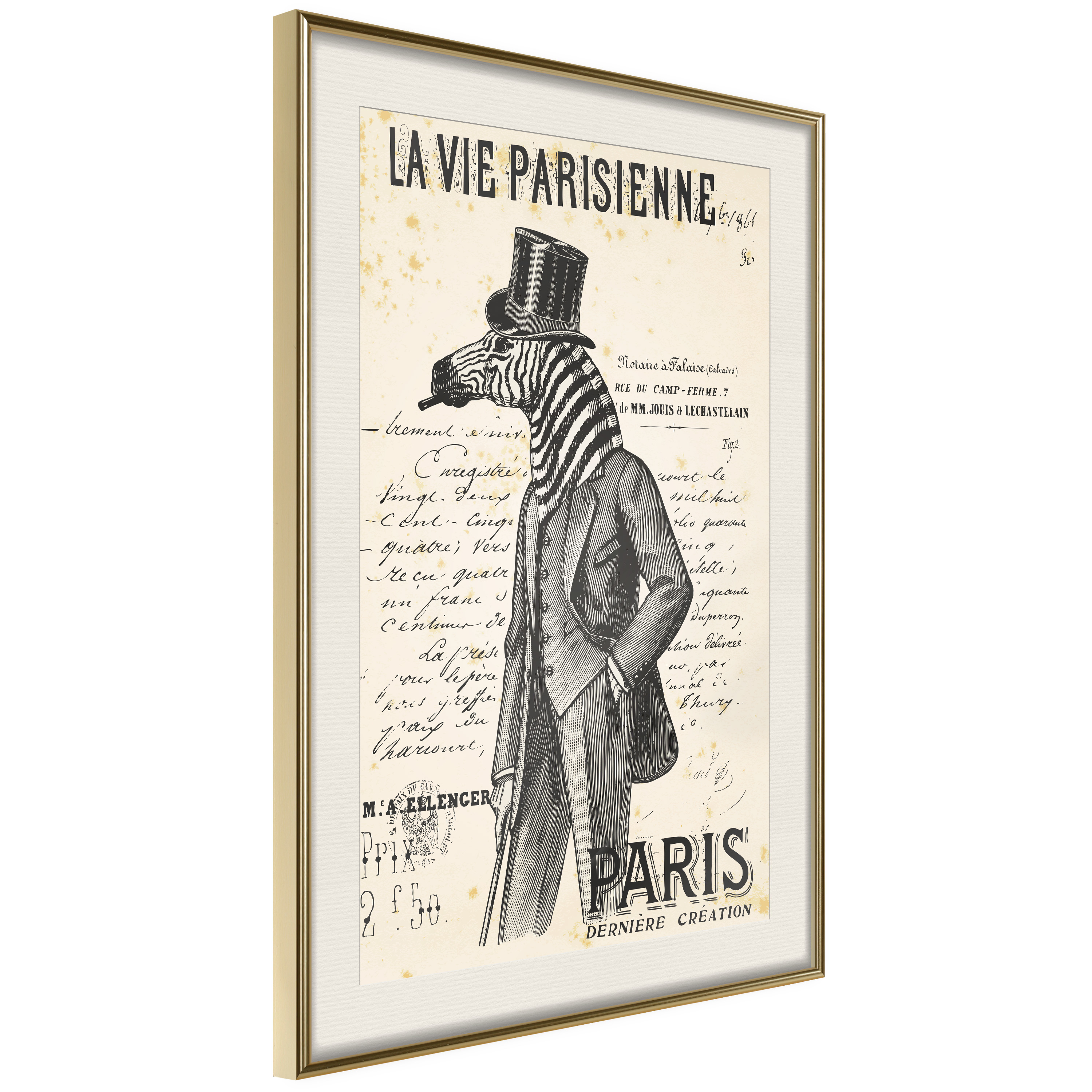 Affisch - La Vie Parisienne [Poster] 40x60 Guld ram med passepartout, 40x60 cm