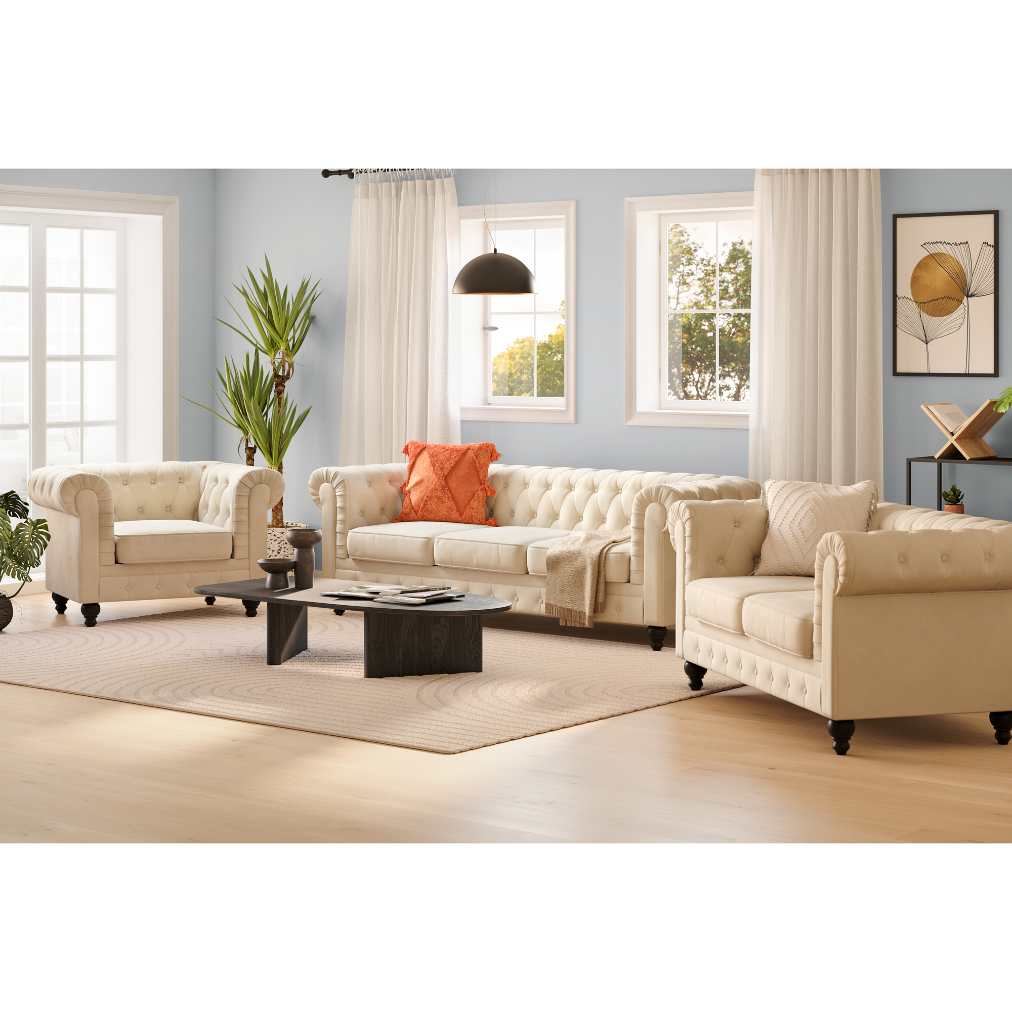 Soffgrupp Manor House Chesterfield Lyx 3-sits och 2-sits inkl Fåtölj