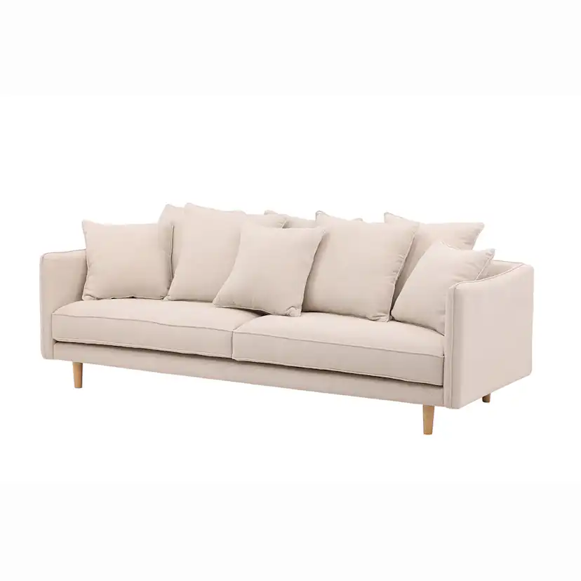 Soffa Vind Segelskären Beige 3-Sits med Tallben & Linnekuddar