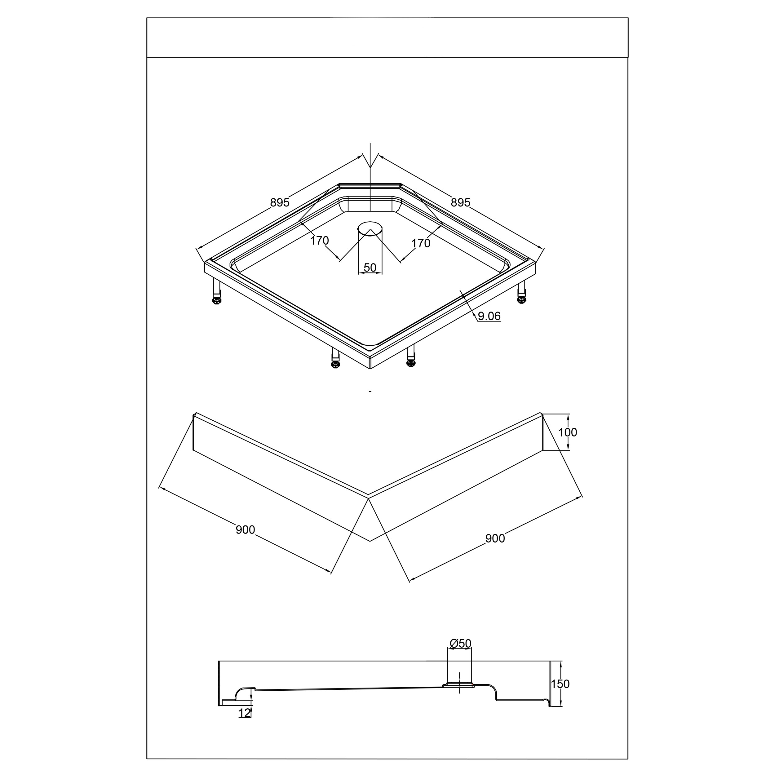 Duschkabin Bathlife Ideal 90x90 Rak