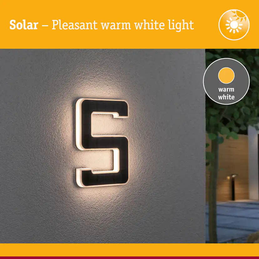 Fasadbelysning Solcell LED Paulmann Husnummer 0-9 med belysning inkl. utbytbart batteri IP44