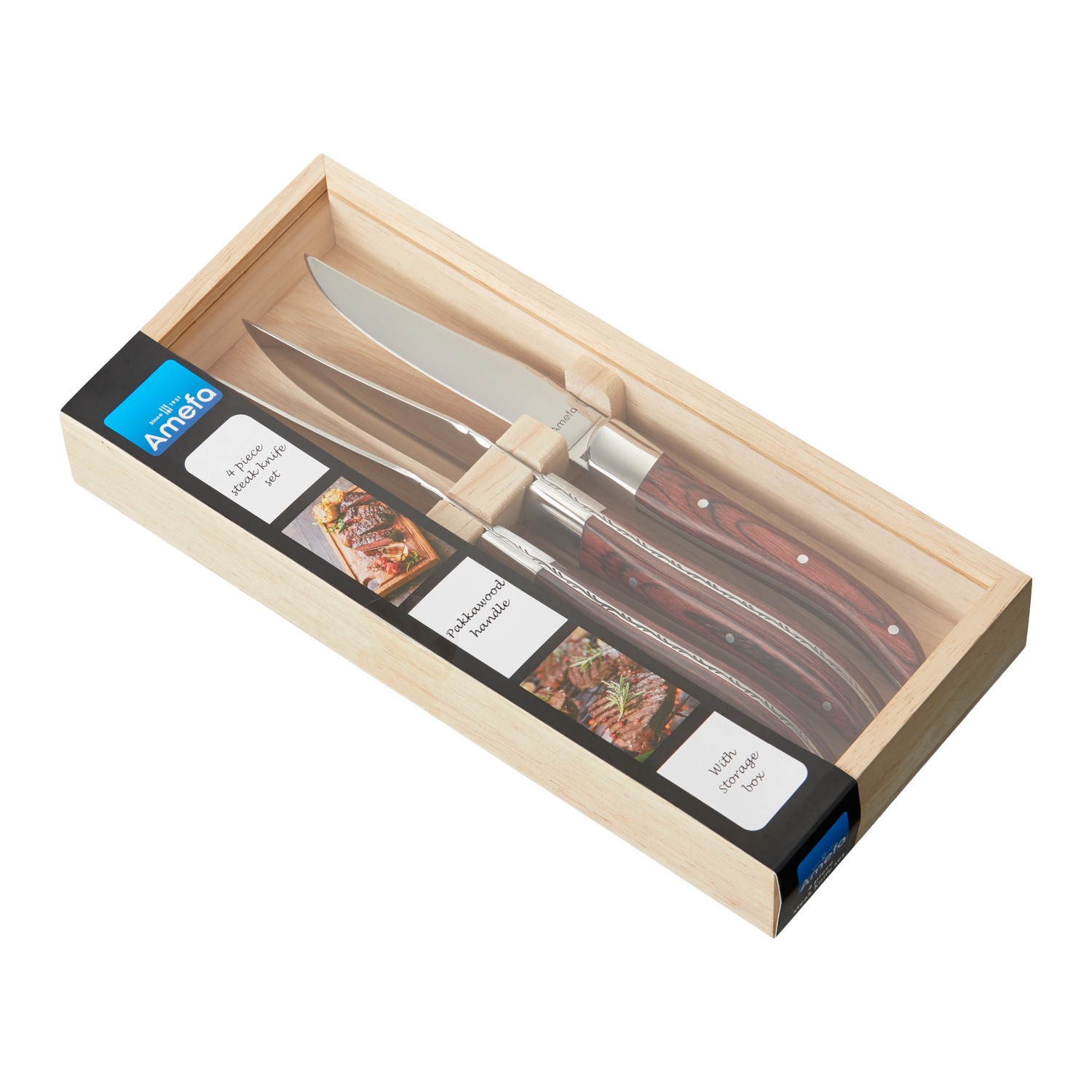 Grillkniv Amefa Royal Steak 4-pack i Träbox