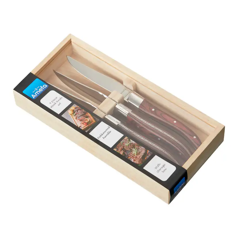 Grillkniv Amefa Royal Steak 4-pack i Träbox