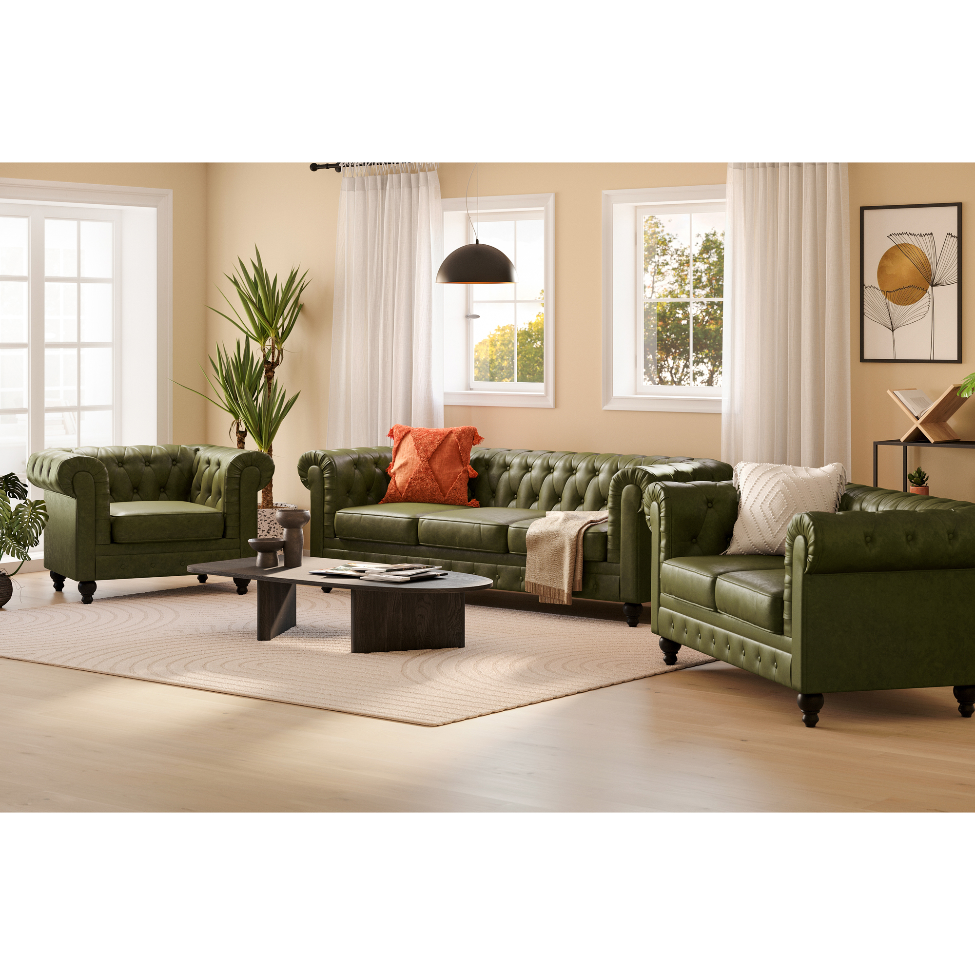 Soffgrupp Manor House Chesterfield Lyx 3-sits och 2-sits inkl Fåtölj