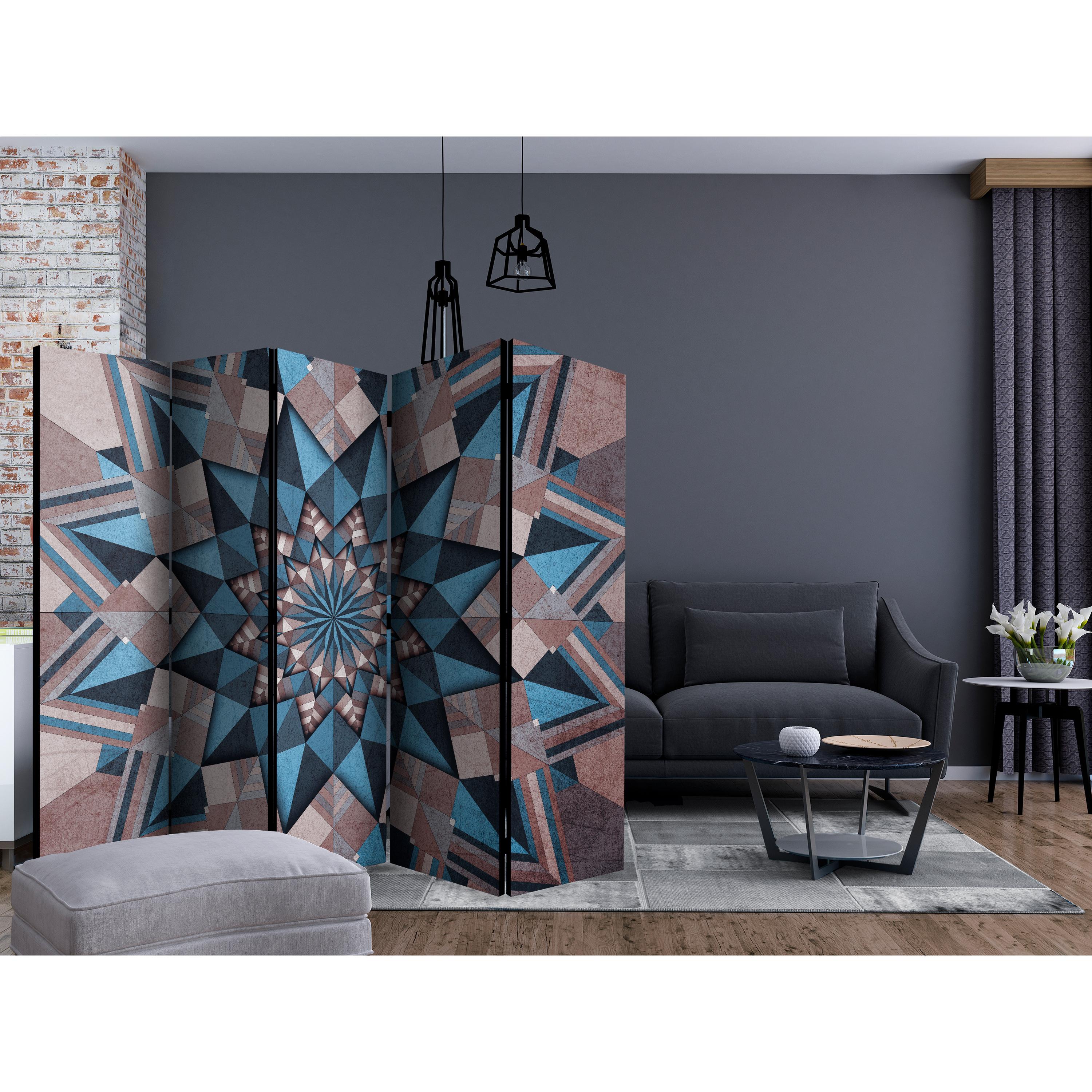 Rumsavdelare Skärmvägg Arkiio Star Mandala Brown and Blue II 225x172 cm