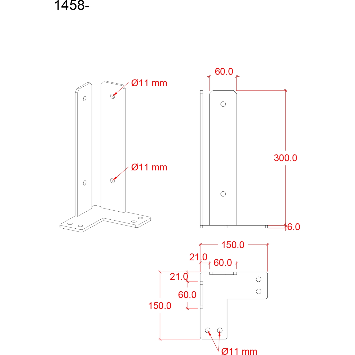 Hörna PLUS stolparfot för fundament För stolpar 9x9 cm - höjd 30 cm