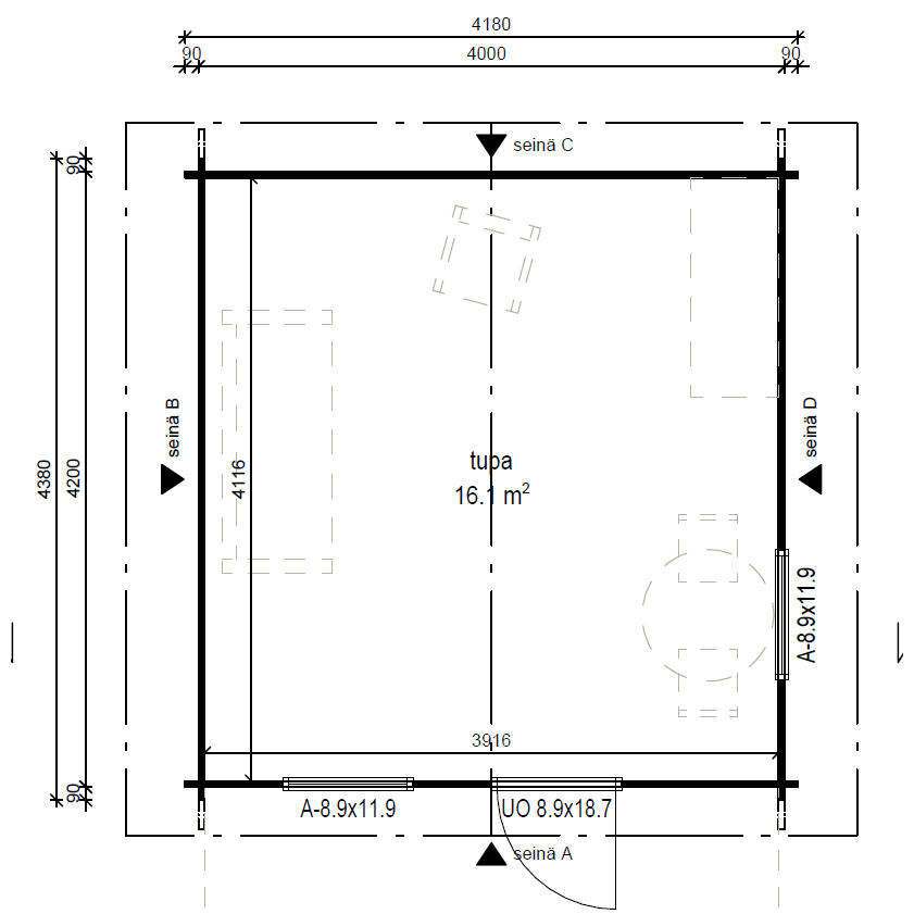 Friggebod LP Garden V-L (16m2)