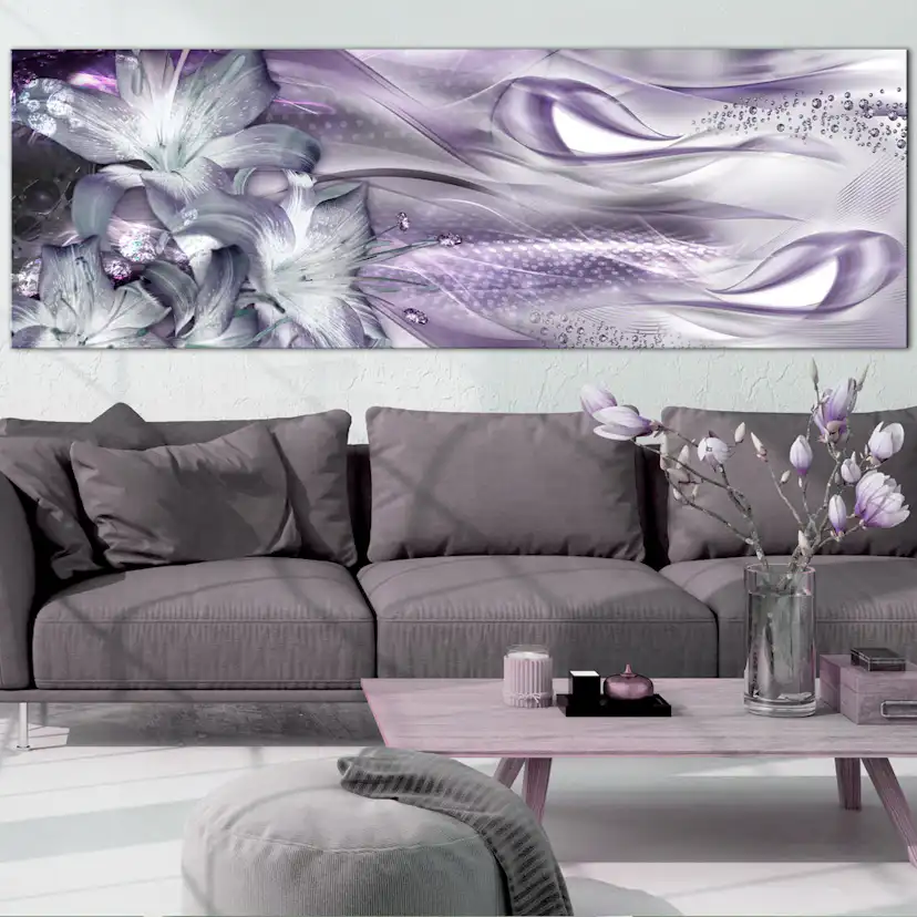 Tavla - Lilies and Waves (1 Part) Narrow Pale Violet 135x45 135x45 cm