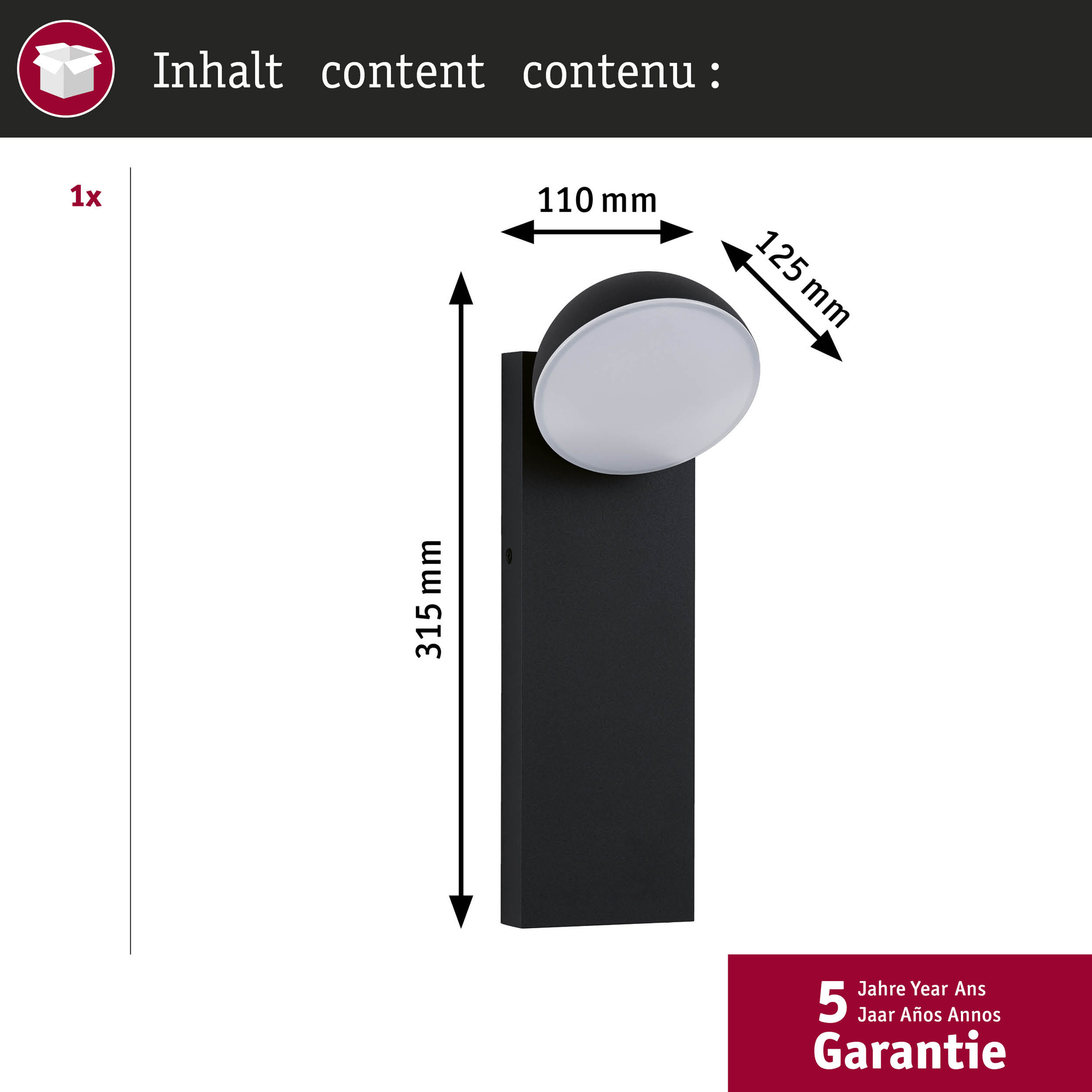 Fasadbelysning LED Paulmann Puka Seawater Resistant IP44 230V Design: utan Skymningsstyrd Rörelsedetektor