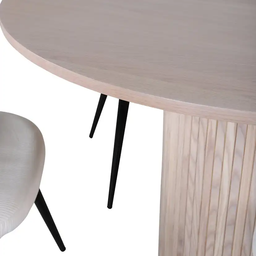 Matgrupp Venture Home Bianca Rund Benvit med 4 Valentina Stolar