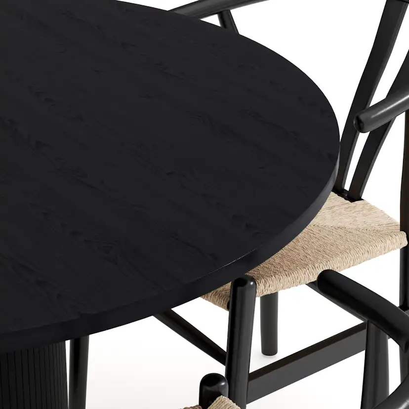 Matgrupp Bark Noira Runt Matbord 120 cm med 4 Dastoori Matstol