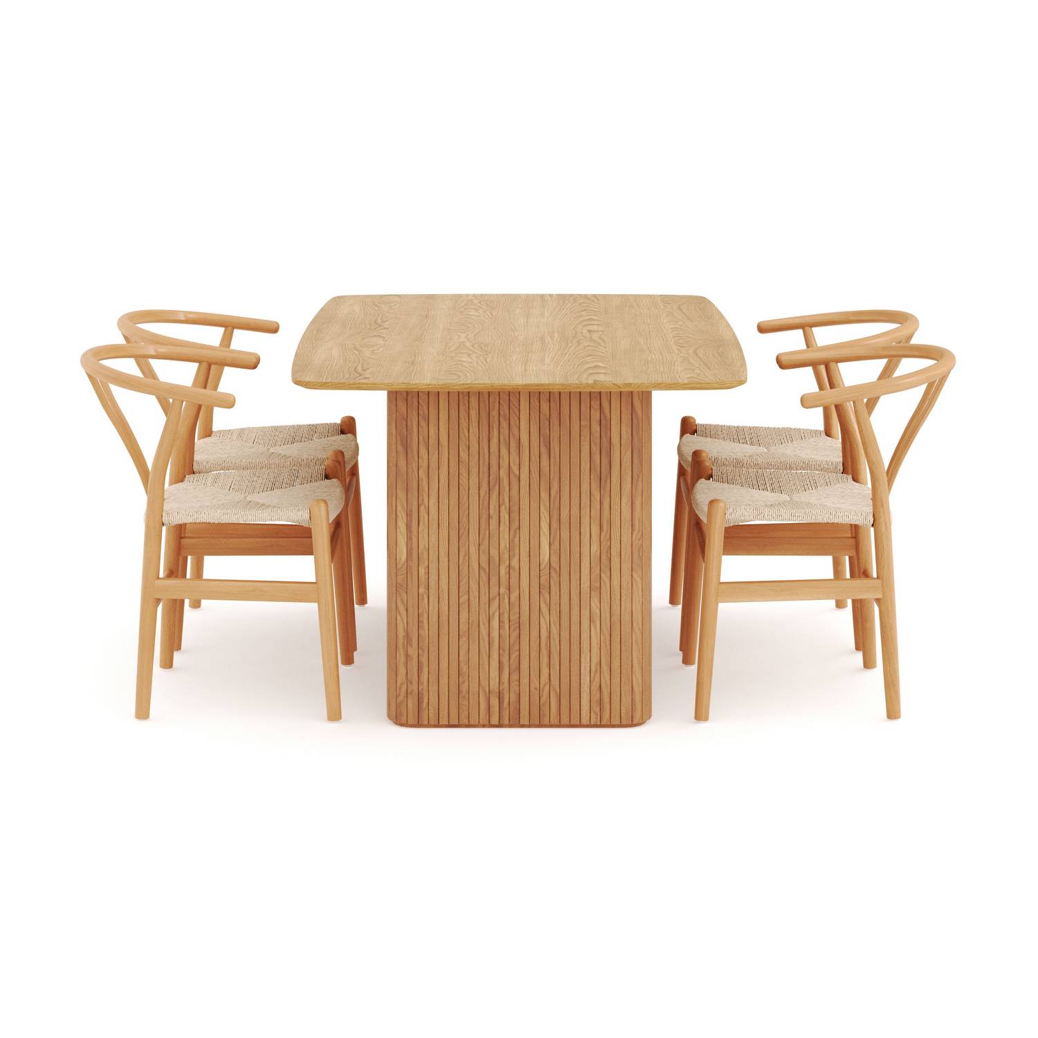 Matgrupp Bark Nixrai Rektangulärt Matbord 140 cm med 4Datoori Matstol