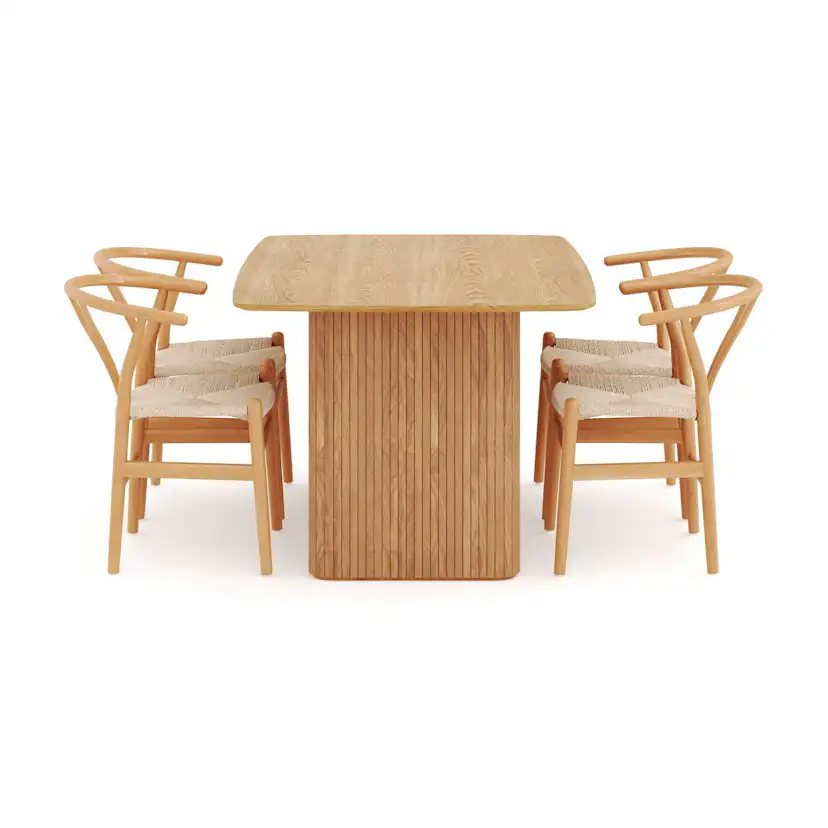 Matgrupp Bark Nixrai Rektangulärt Matbord 140 cm med 4Datoori Matstol