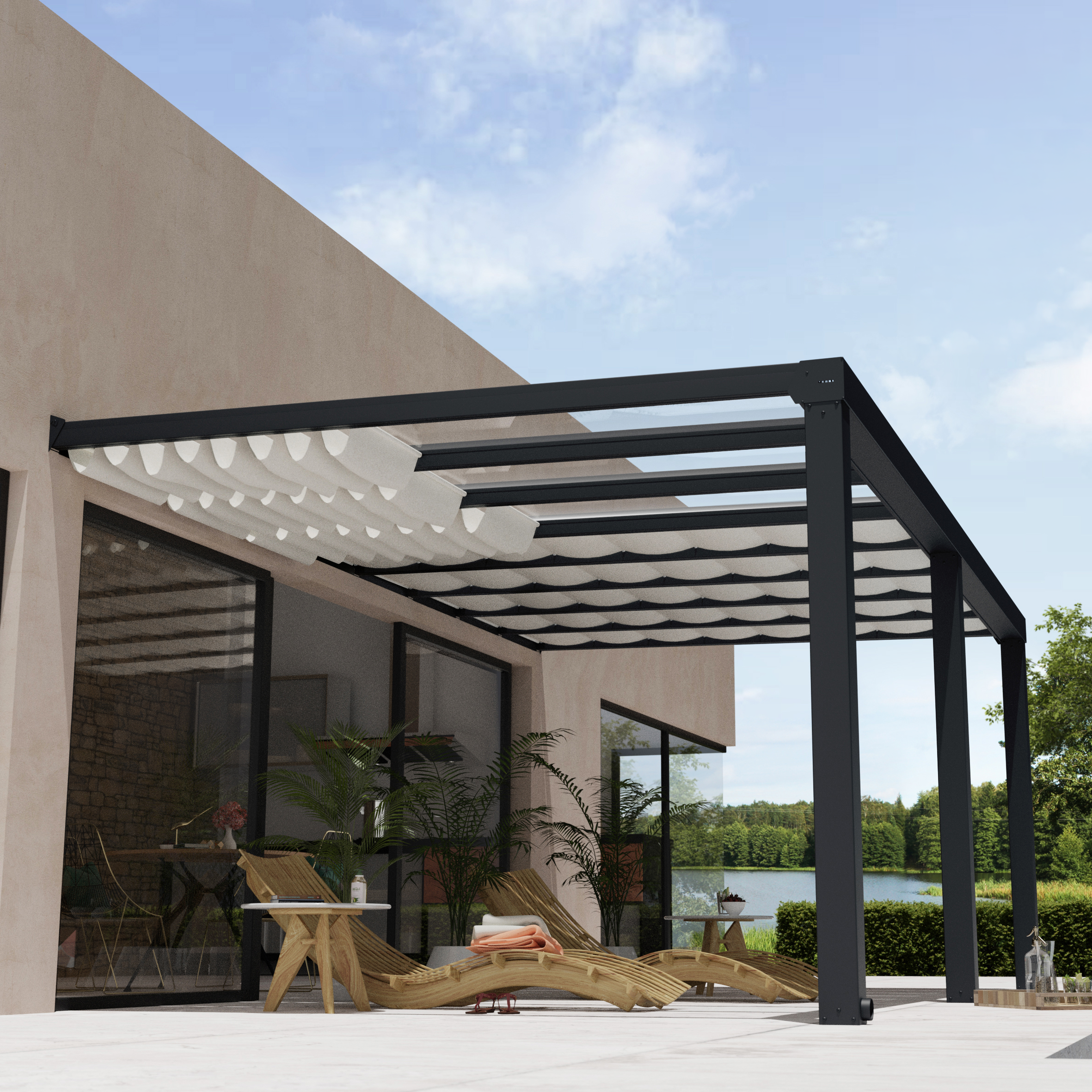 Persienn Canopia by Palram Skuggkit Till Pergola Stockholm 3,4 x 5,9 m Vitt