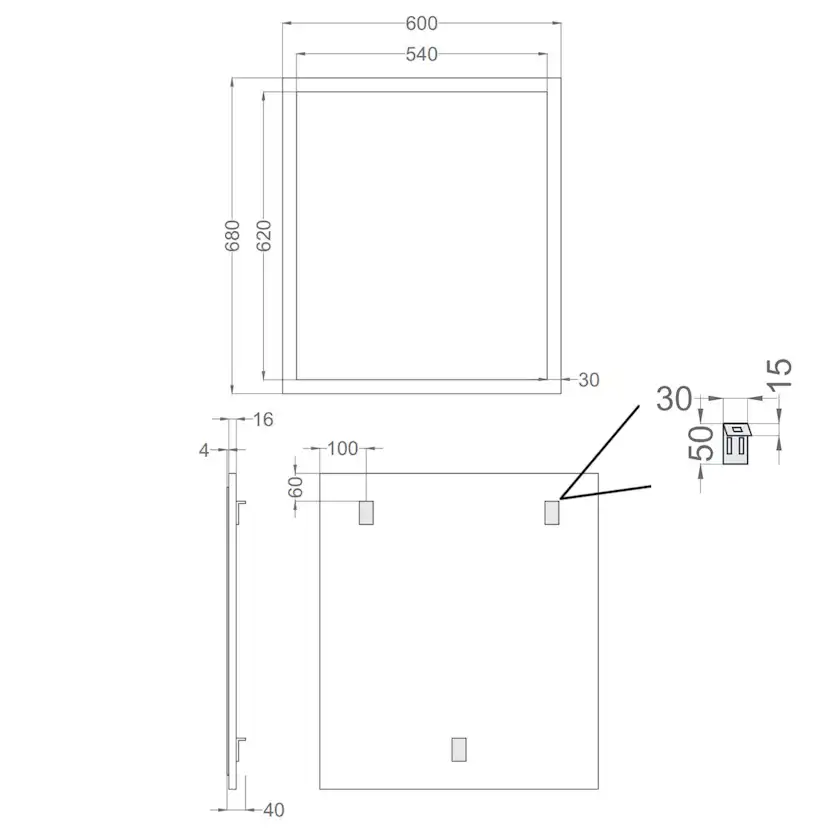 Badrumsspegel 60x68 cm Tenfors Allmoge Antracit Bredd: 600 mm, Färg: Antracit