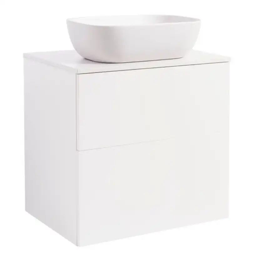 Isel 60Vitm Bs Vit+Ts Rektvit Färg Tvättställsskåpet: Matt Vit, Färg Bänkskiva: Vit, Färg Tvättställ: Vit - B: 606 mm, H: 737 mm, D: 470 mm