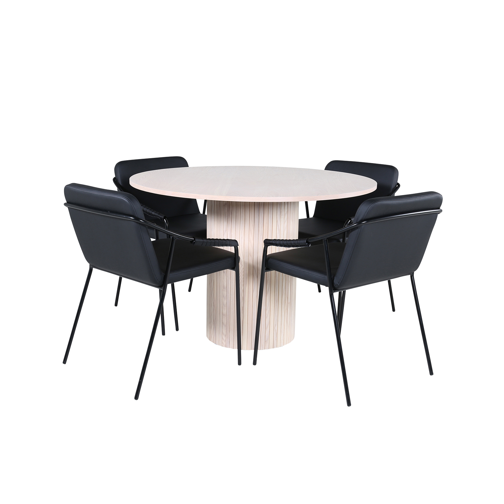 Matgrupp Venture Home med Runt Bianca Matbord och 4 Tjärö Matstolar
