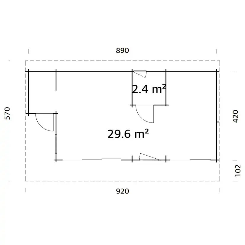 Trädgårdshus Palmako Cecilia 34,6 m2