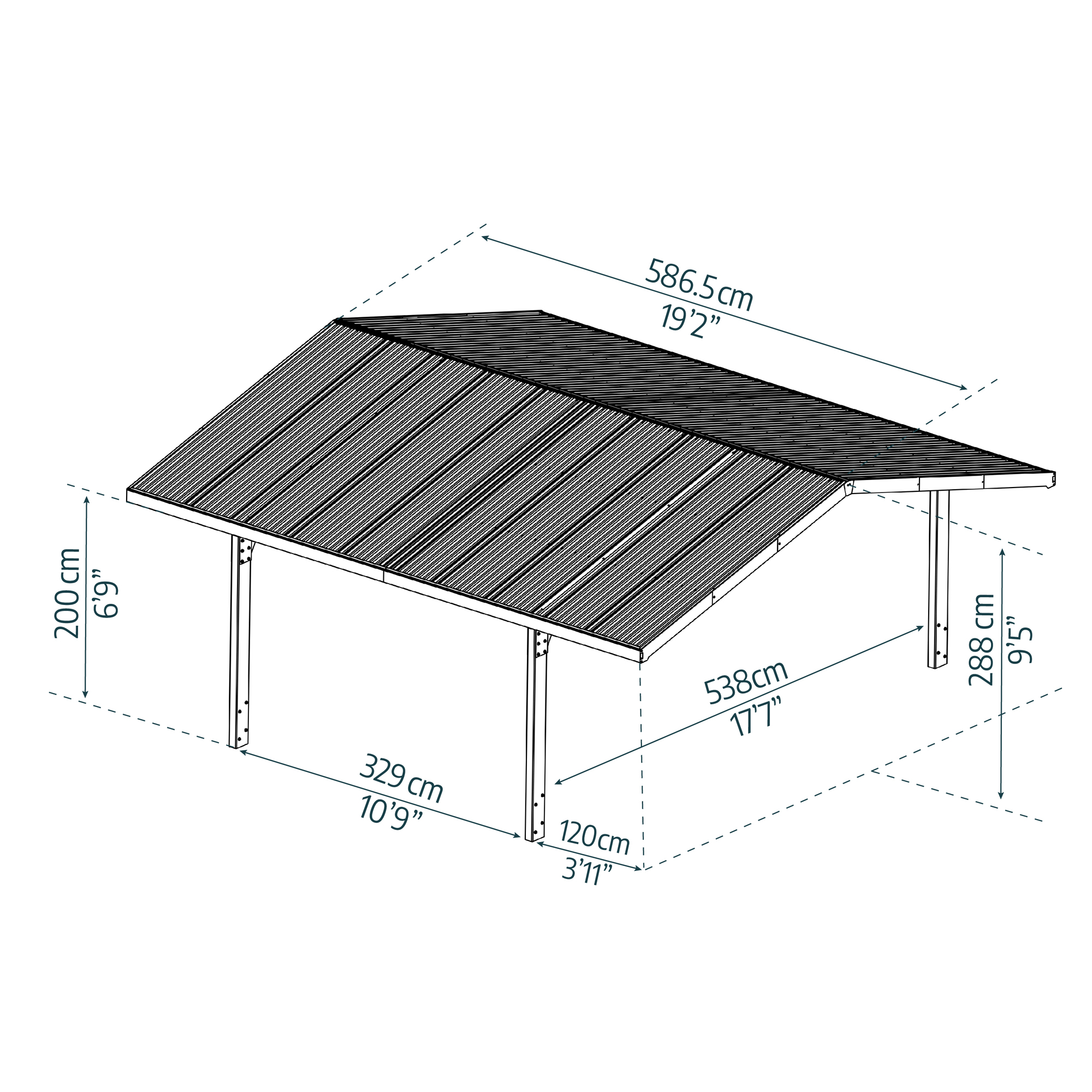 Carport Canopia by Palram Sydney i Metall Dubbel båge 6x6 m Svart