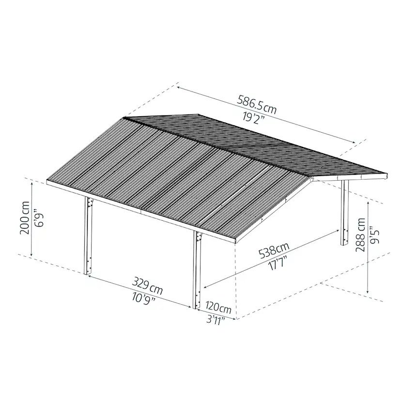 Carport Canopia by Palram Sydney i Metall Dubbel båge 6x6 m Svart