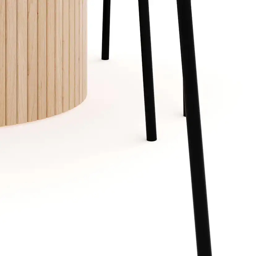 Matgrupp Bark Kopparbo Runt Matbord 106-156 cm Förlängningsbartt med 4 Gemmiano Matstol