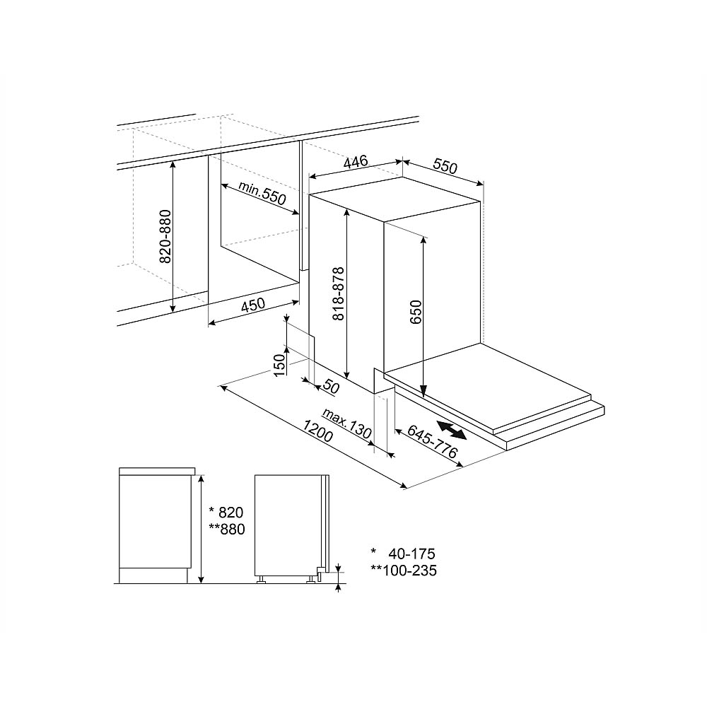 Integrerad Diskmaskin Smeg ST4533CIN 45 cm