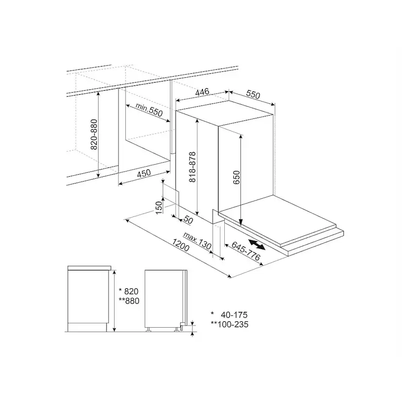 Integrerad Diskmaskin Smeg ST4533CIN 45 cm