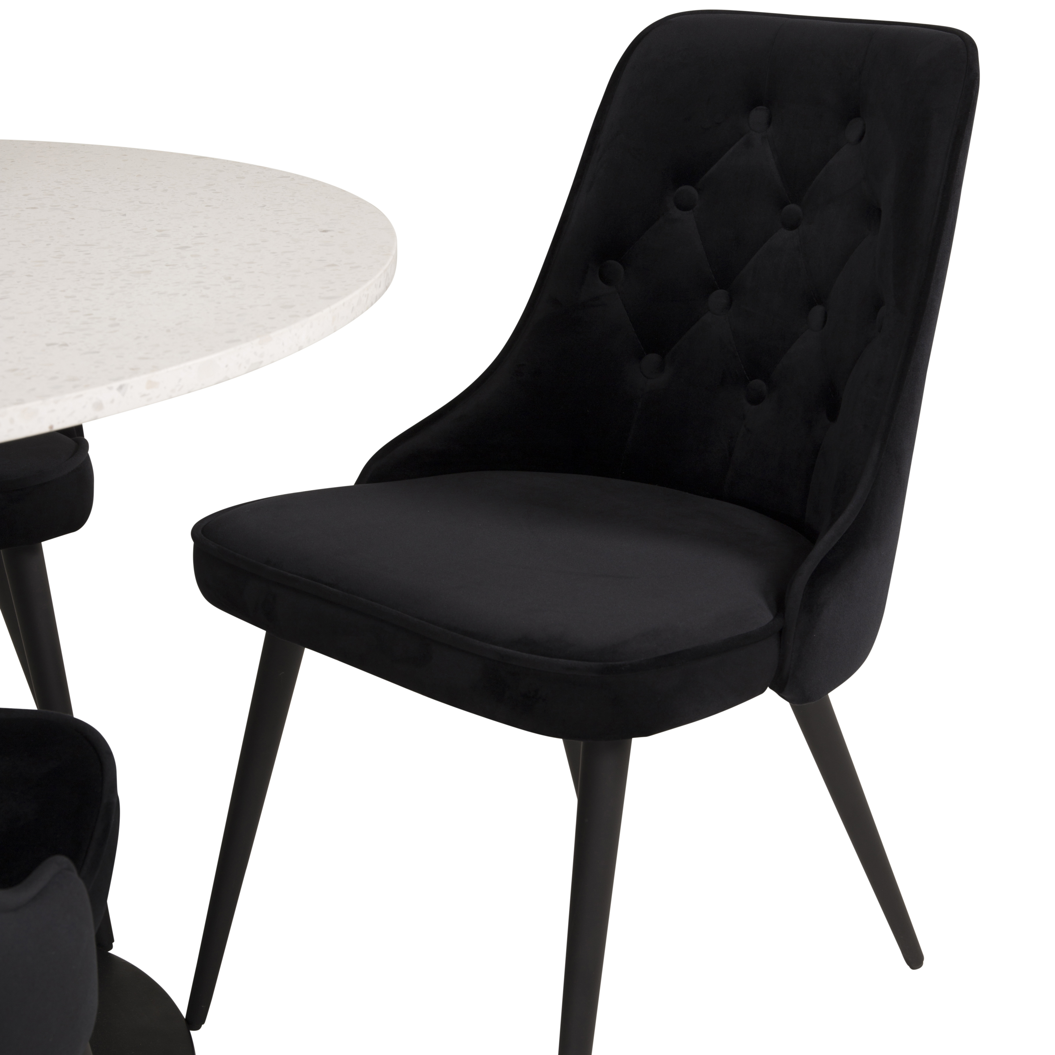Matgrupp Venture Home Roxanna Vit Bord med 4 Vera Stolar Sammet