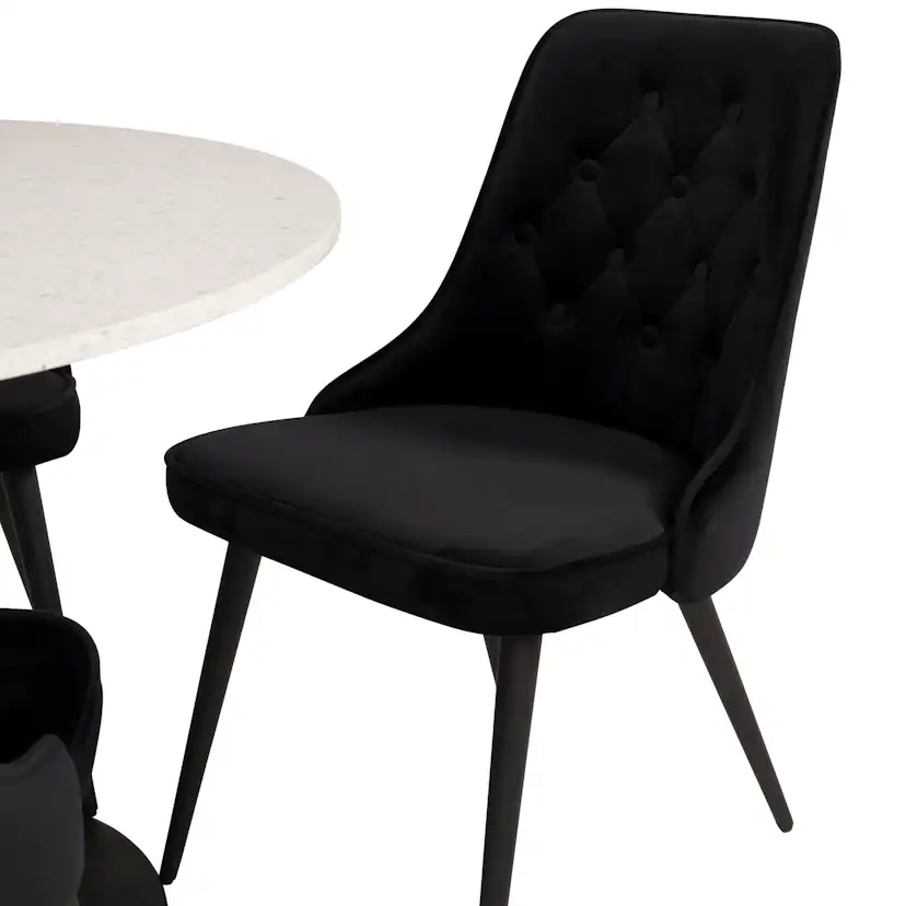 Matgrupp Venture Home Roxanna Vit Bord med 4 Vera Stolar Sammet