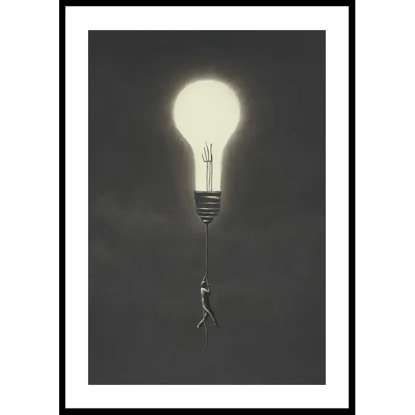 Poster Gallerix Flying With Light Bulb