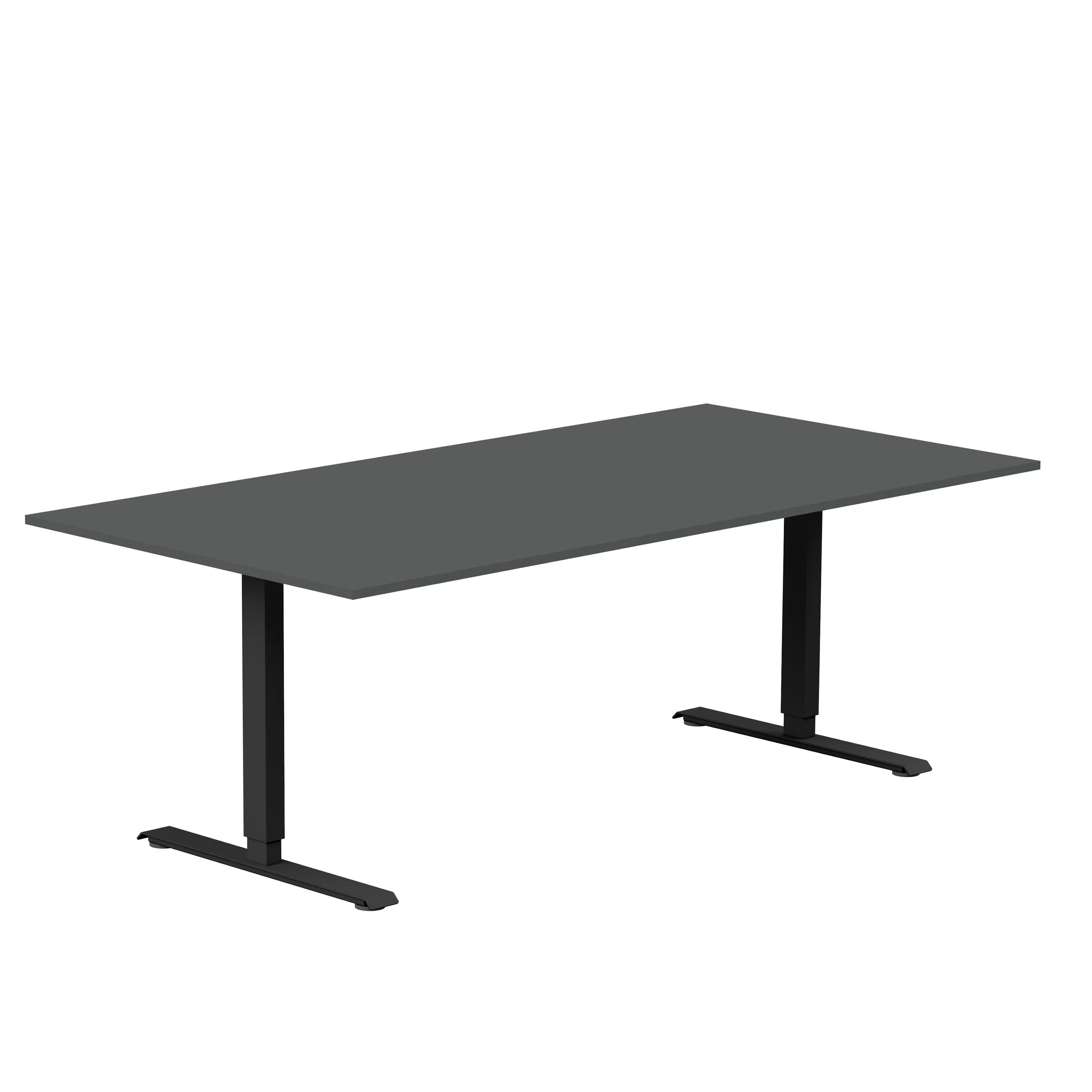 Konferensbord 2000x1000, mörkgrå laminat/svart T-stativ rekt Mörkgrå/Svart