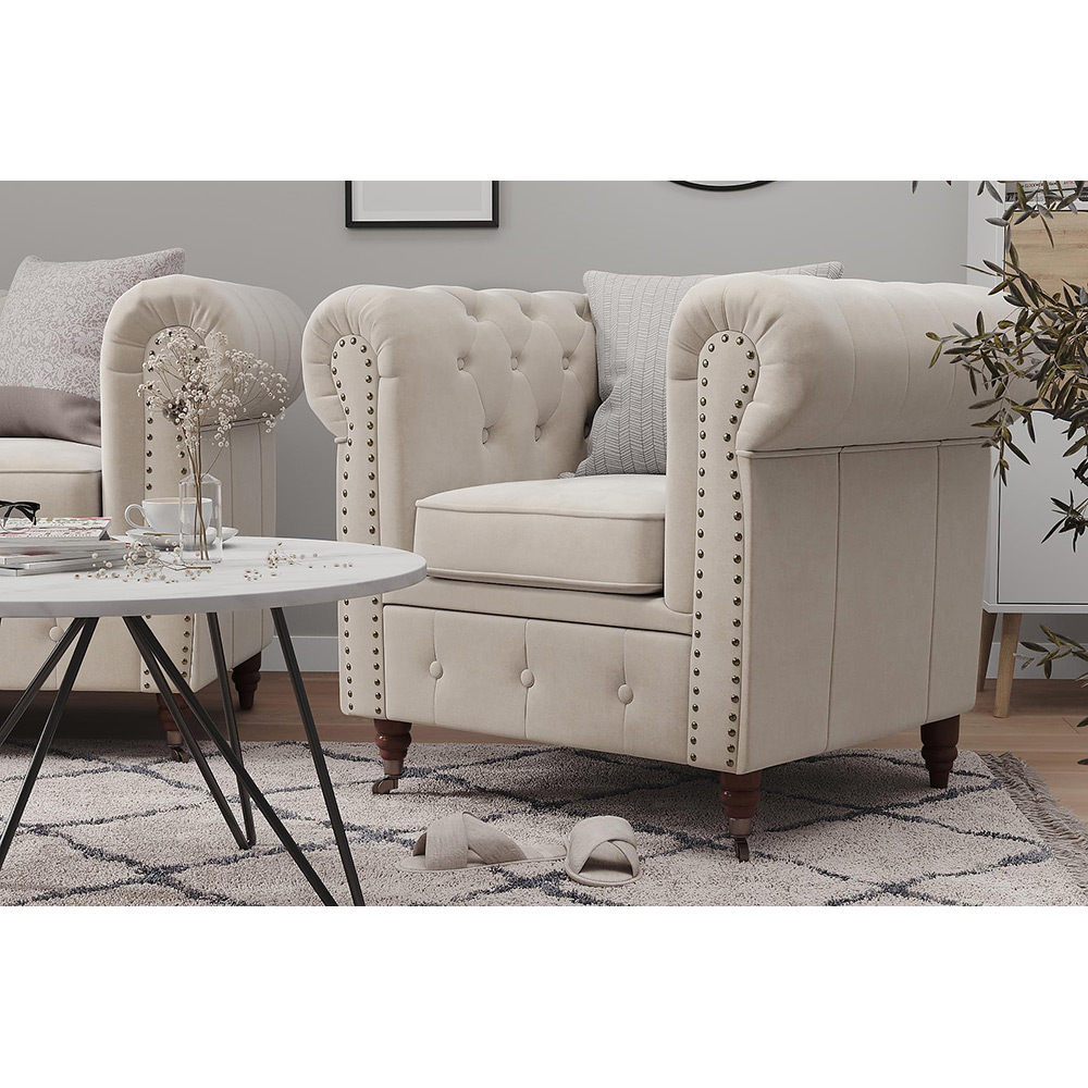 Chesterfield Deluxe 2-sits Soffa Beige