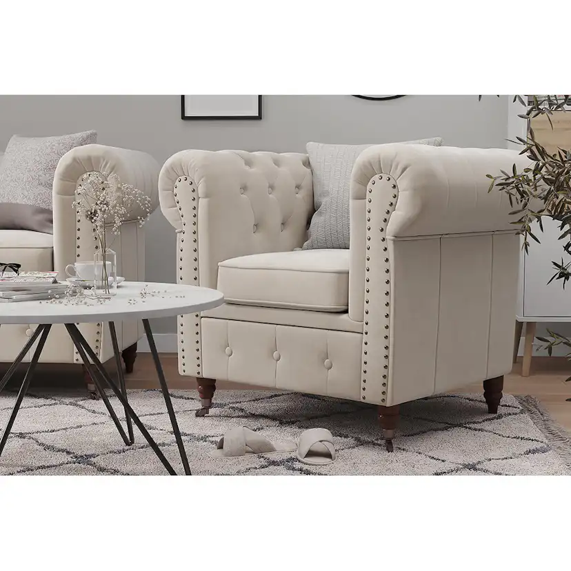 Chesterfield Deluxe 2-sits Soffa Beige