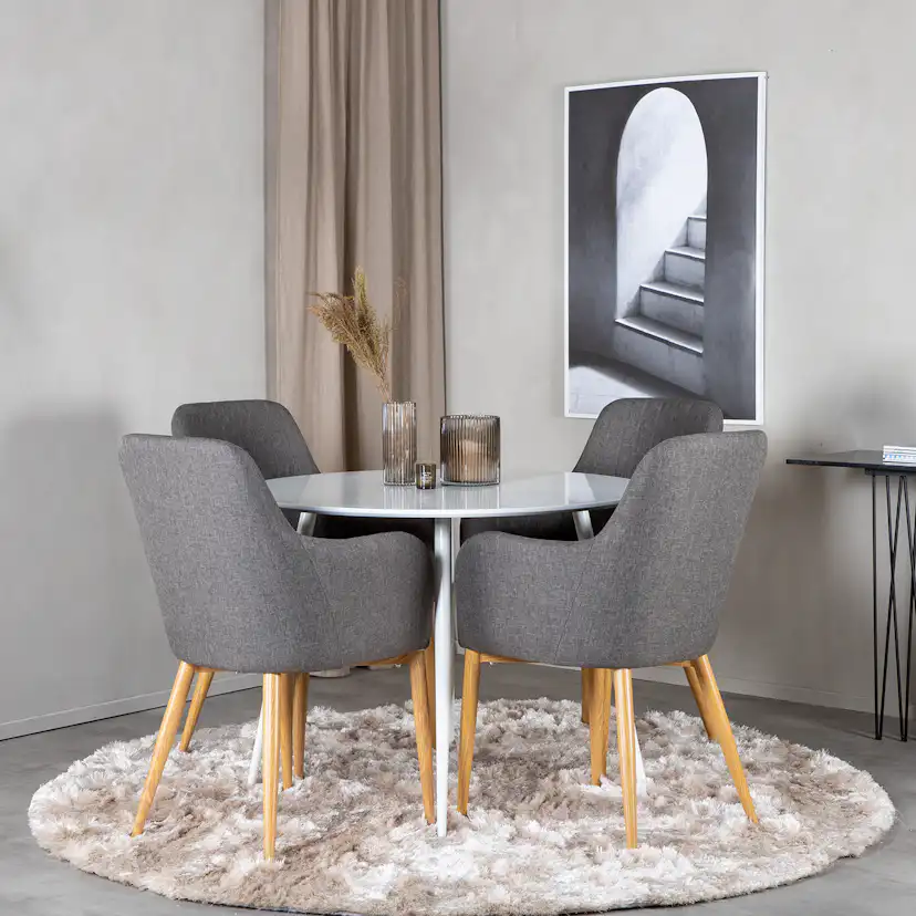 Matgrupp Venture Home Plake med 4 Corina Stolar Polyestertyg Runt