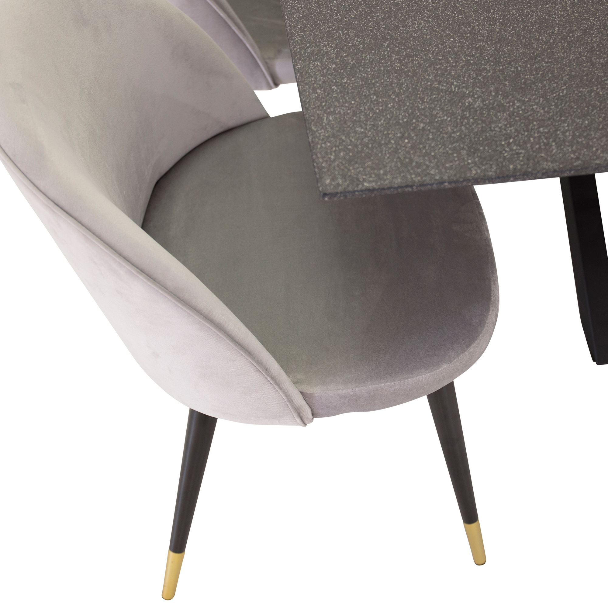 Piazza Dining Table+Velvet Dining Chair Brass Grå