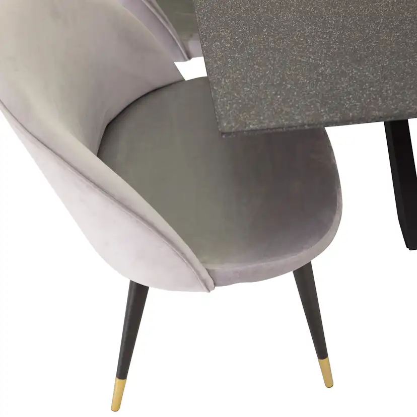 Piazza Dining Table+Velvet Dining Chair Brass Grå