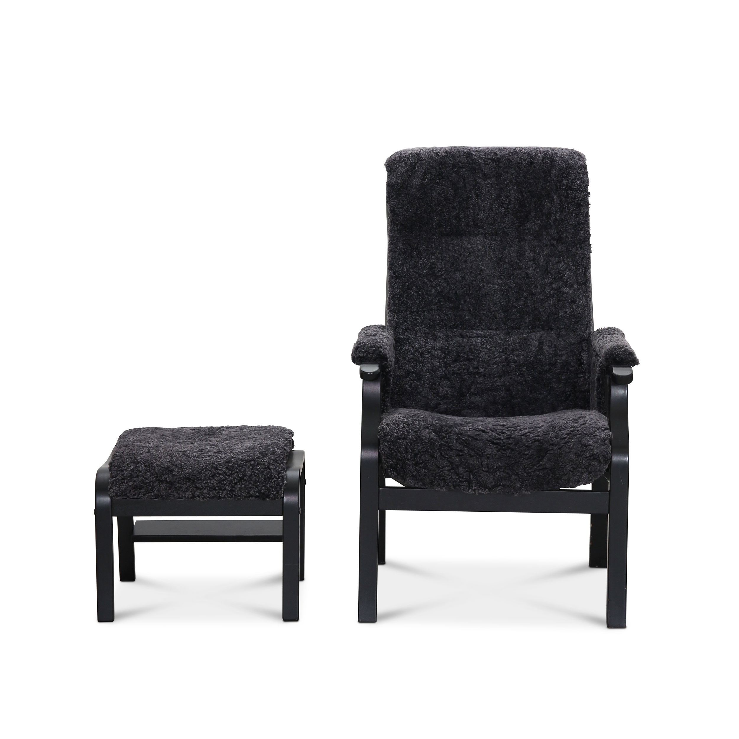 Fåtölj Hagagruppen Bergen Fårskinn med Fotpall