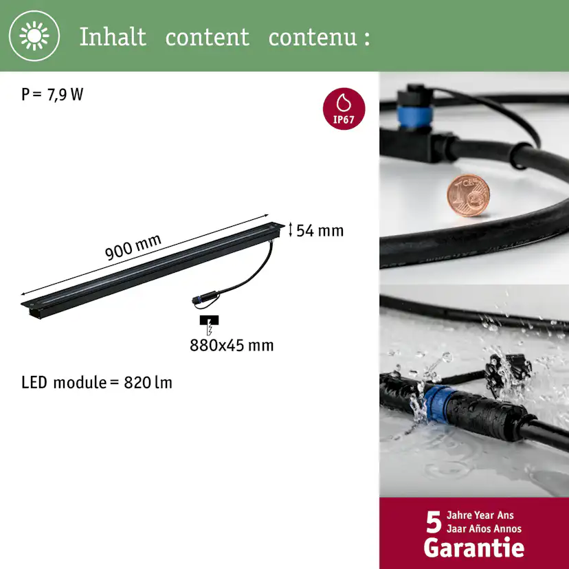 LED Infälld Markbelysning Paulmann Plug & Shine Ljuslist IP67 8W