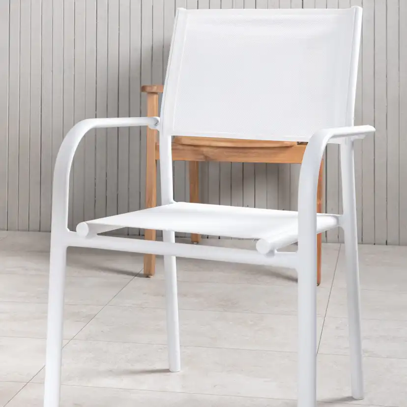 Panama Dining Table 152/210*90 - White Alu / Teak+Santorini Blanka Ben