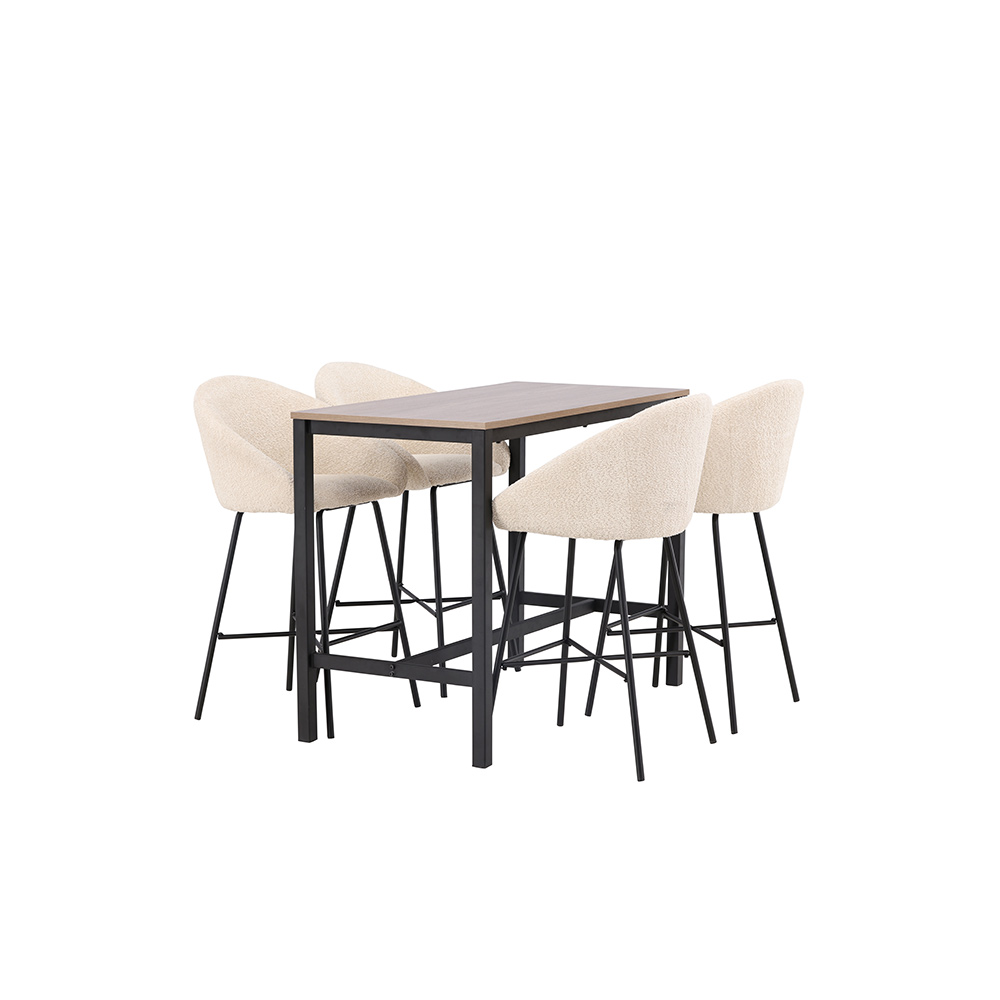 Camden Bar Table - Walnut / Walnut MDF +Velvet Bar Chair - B Valnöt/Vit